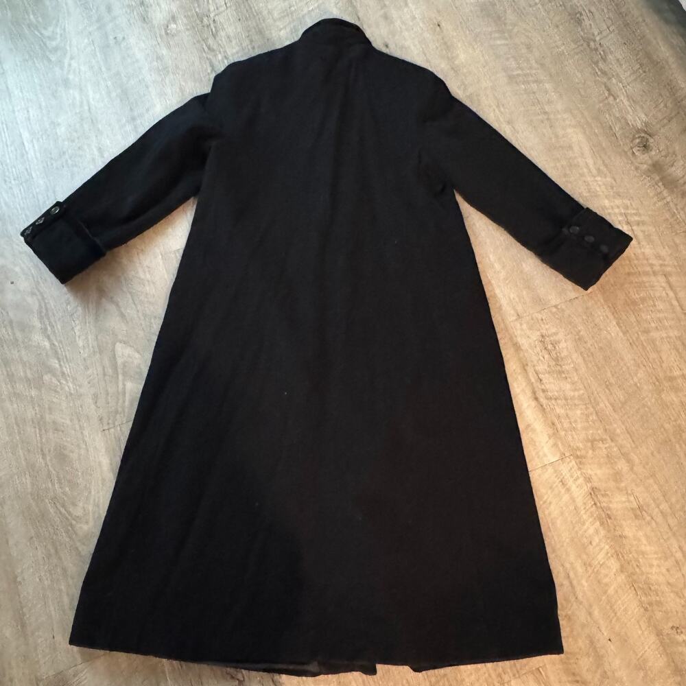 Vintage Long Wool Womens 14 L Dress Coat Velvet Trim Cuffed A-Line Button Front - Picture 5 of 8